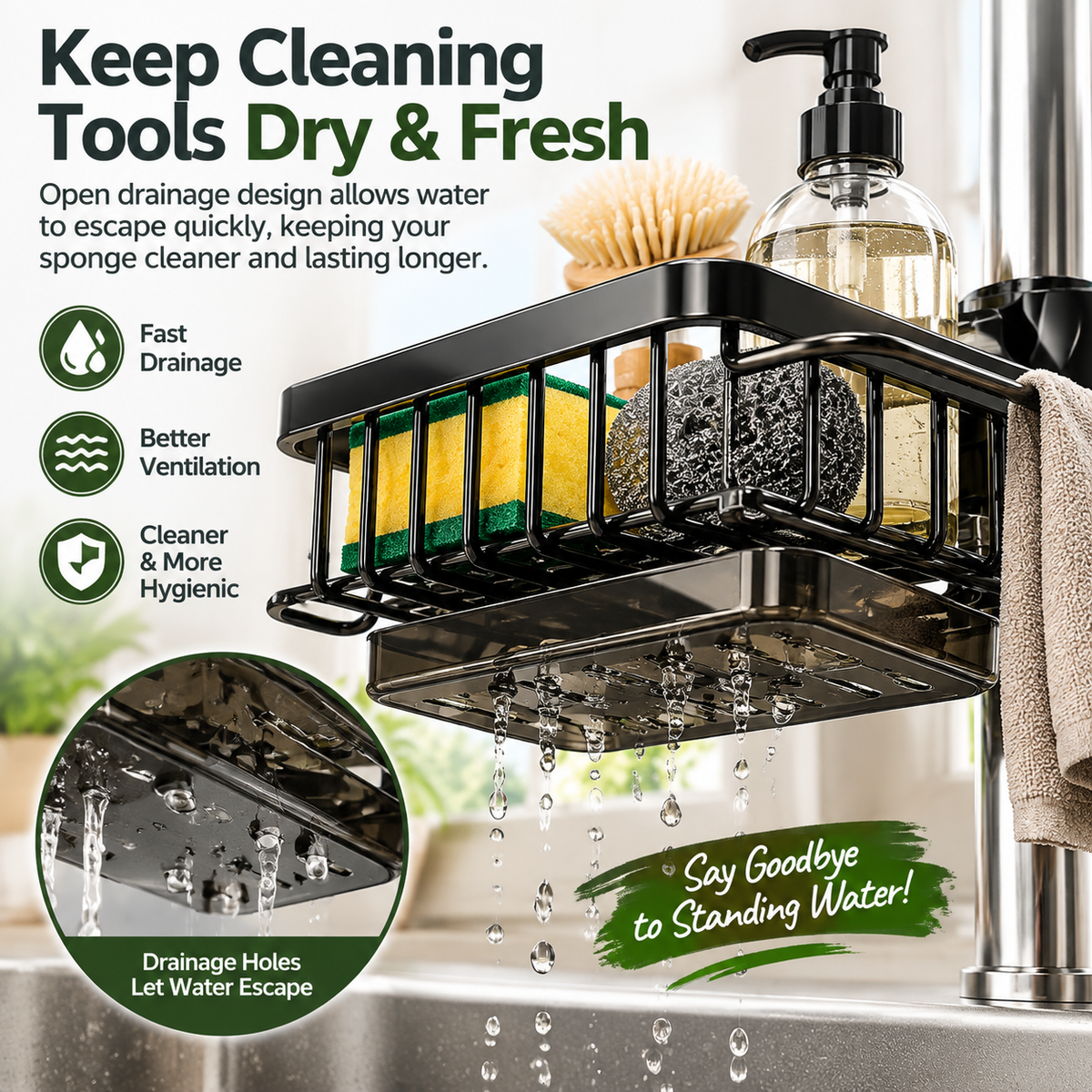 ✨✨ Faucet Sink Organizer Rack – Keep Your Kitchen Sink Clean & Clutter-Free