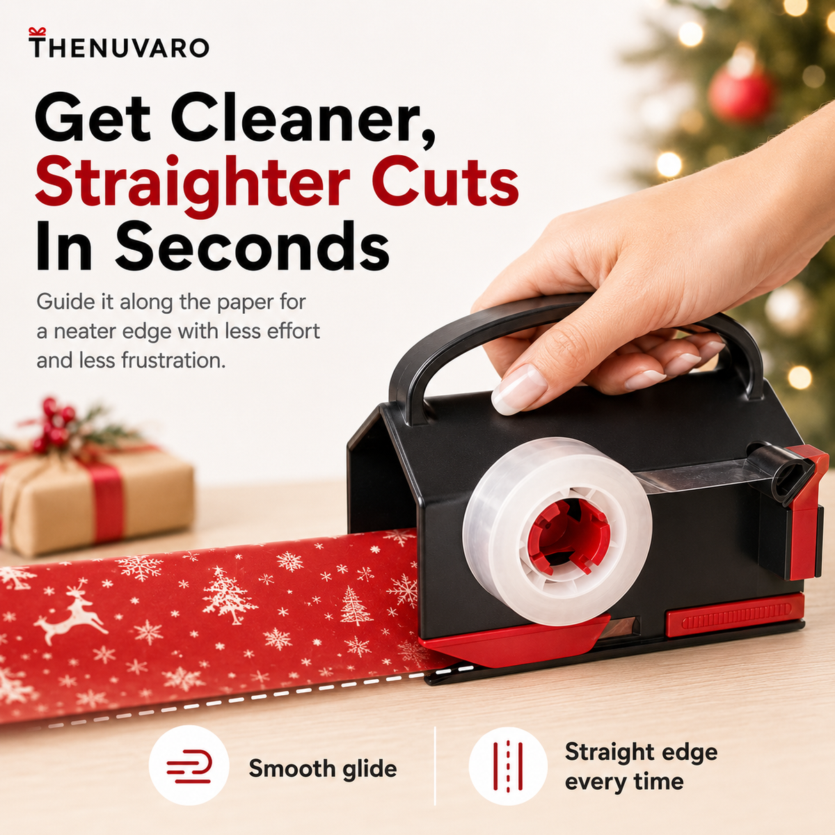 🎁2 Pack Dual-Use Wrapping Paper Cutter & Tape Dispenser Kit