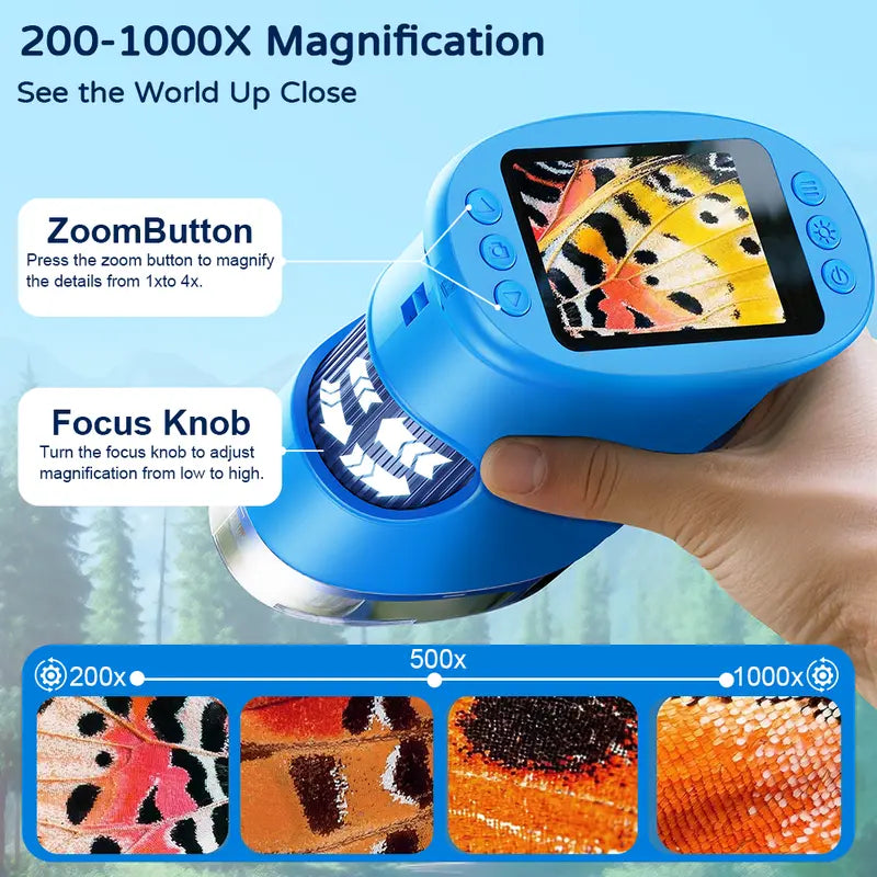 【2027 Upgrade】1000X Handheld Microscope for Kids