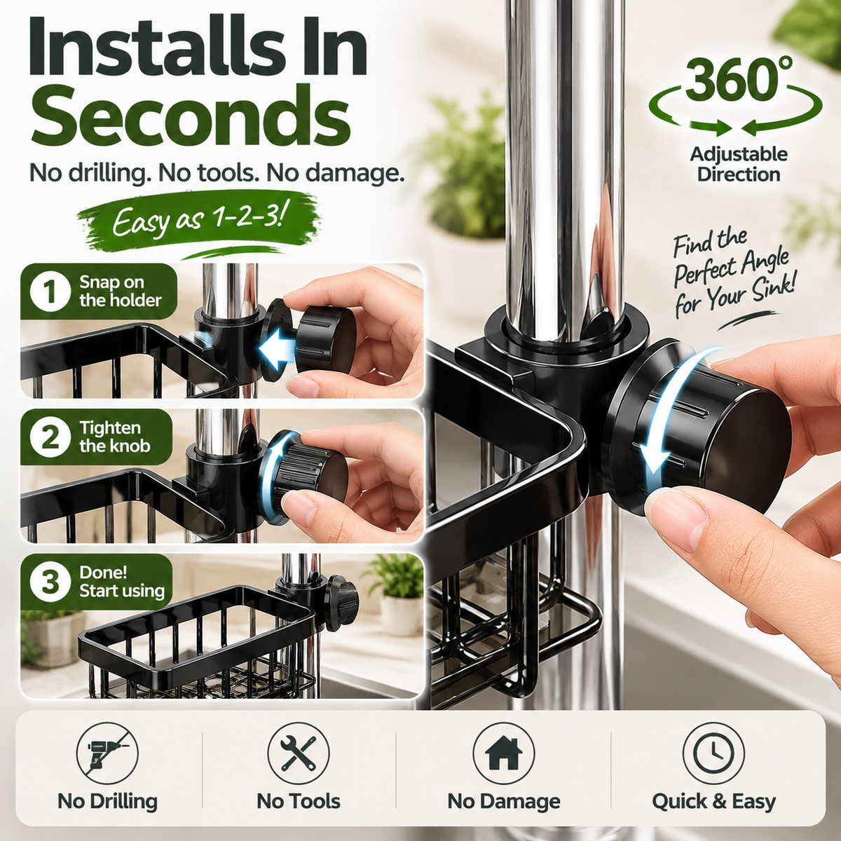 ✨✨ Faucet Sink Organizer Rack – Keep Your Kitchen Sink Clean & Clutter-Free