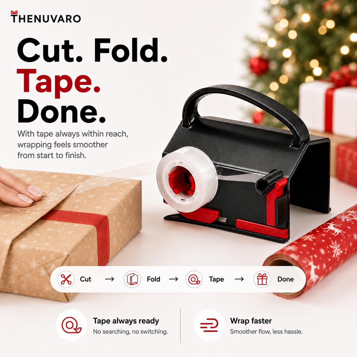 🎁2 Pack Dual-Use Wrapping Paper Cutter & Tape Dispenser Kit