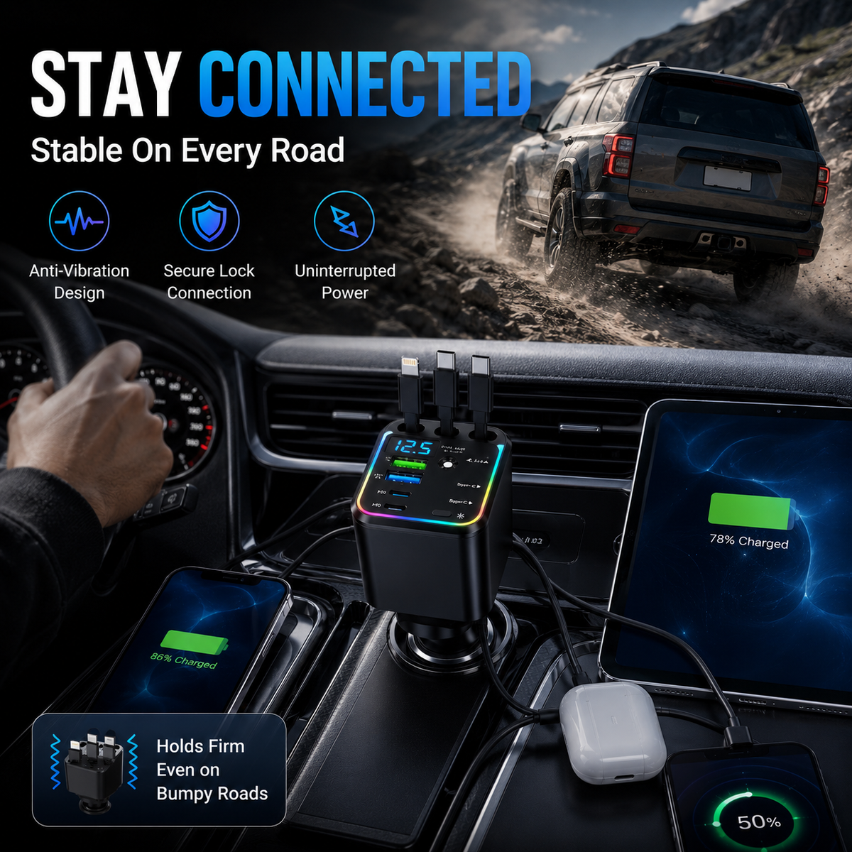7-in-1 retractable car charger