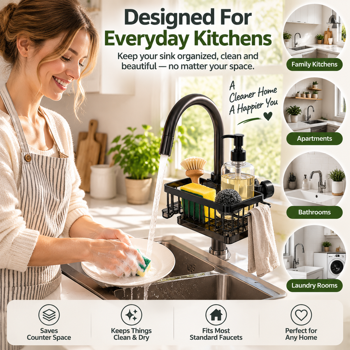 ✨✨ Faucet Sink Organizer Rack – Keep Your Kitchen Sink Clean & Clutter-Free