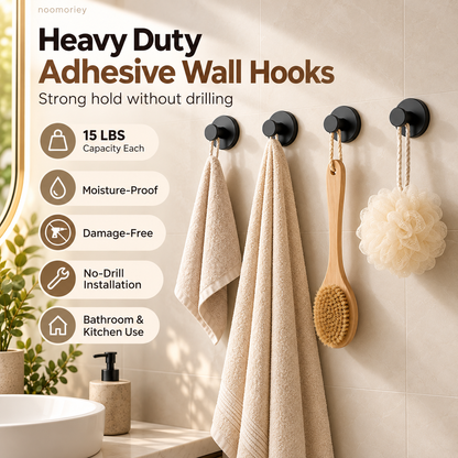 🪝✨ Stainless Steel Finish GripLock Heavy-Duty Adhesive Wall Hooks 🏠