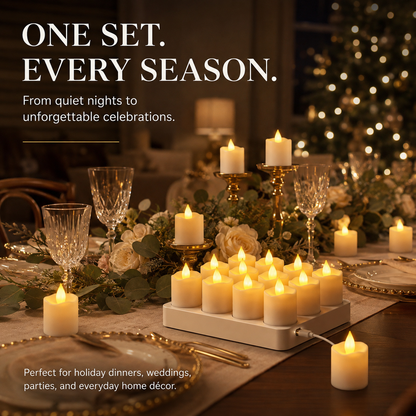 🕯️ 12-Pack USB-C Rechargeable Flameless LED Tealights – Remote, Timer & Charging Station ✨
