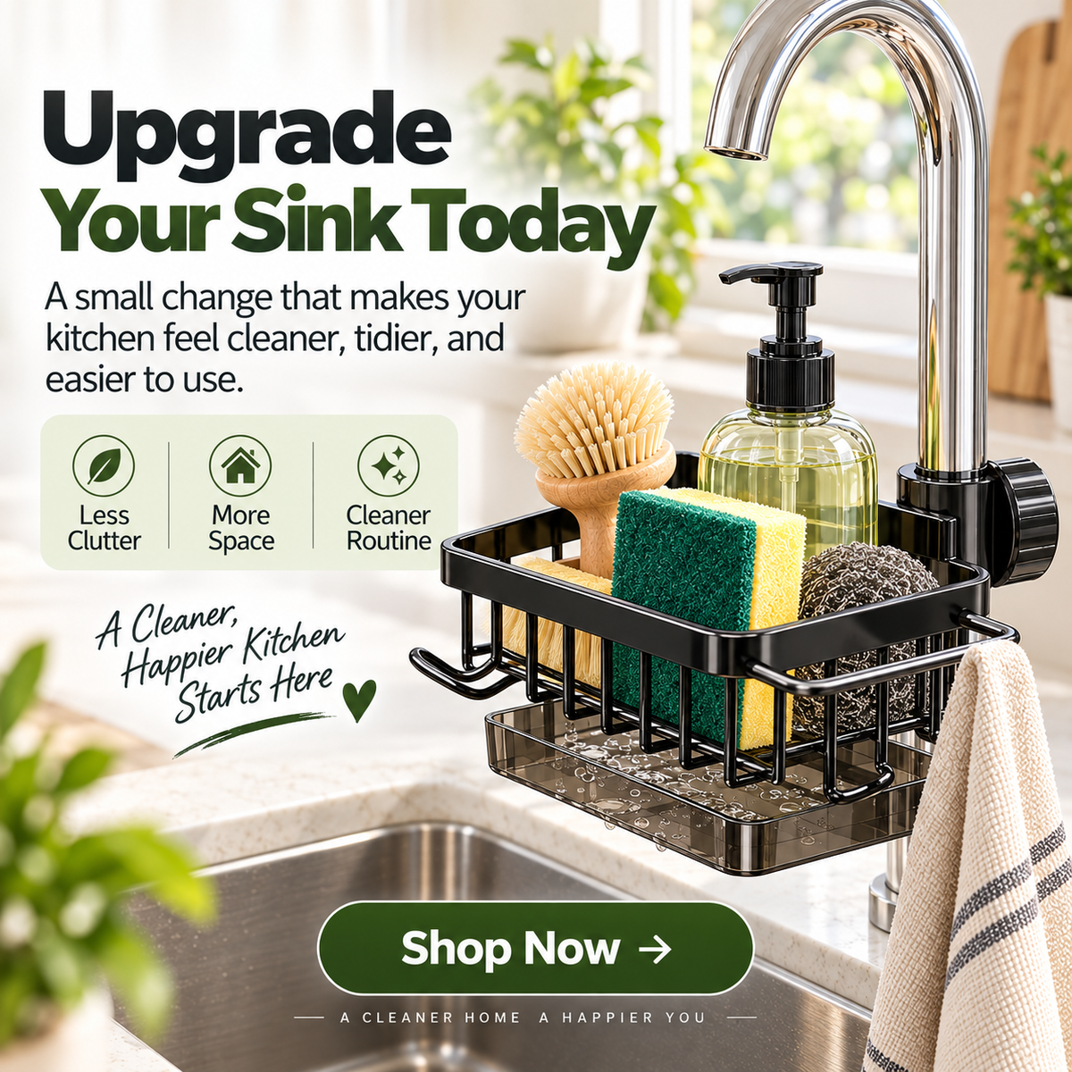 ✨✨ Faucet Sink Organizer Rack – Keep Your Kitchen Sink Clean & Clutter-Free