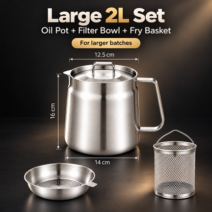 🔥🔥3-in-1 Stainless Steel Deep Fryer Pot with Oil Filter & Fry Basket