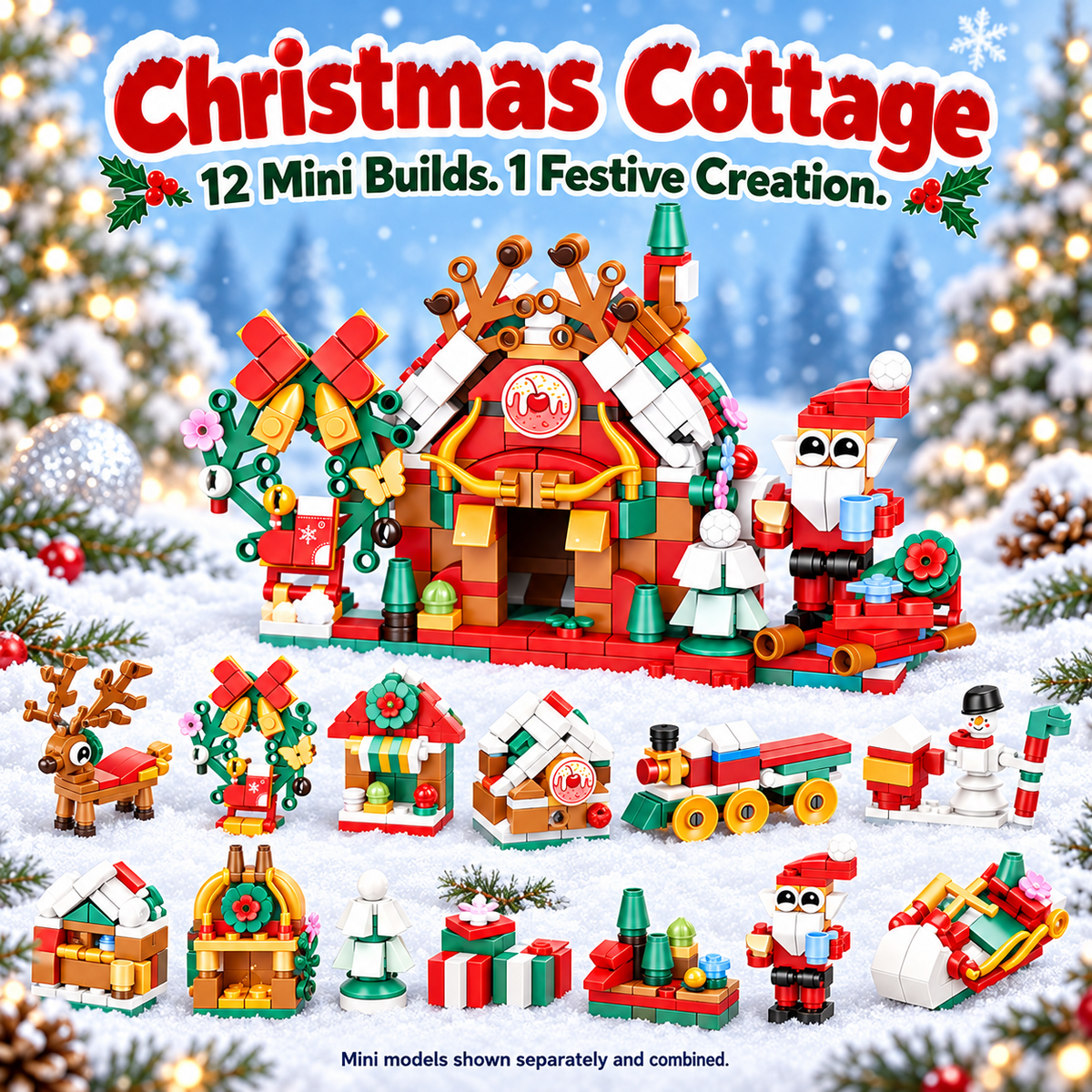 Advent calendar with 12 building kits that make a Christmas village