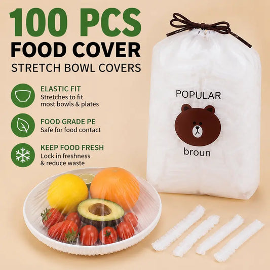 🍽️ Elastic Stretch Bowl Covers 🔁Disposable Microwave Safe Food Storage Covers