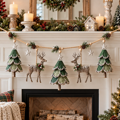 🦌 Lighted Woodland Christmas Garland