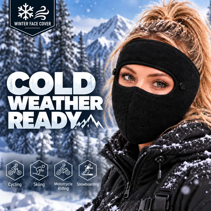 Winter fleece face mask with detachable goggles