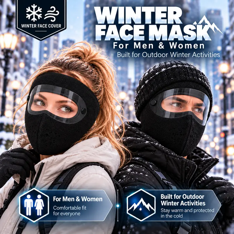 Winter fleece face mask with detachable goggles