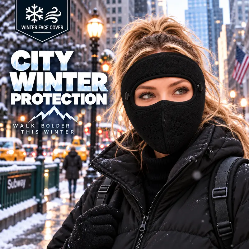 Winter fleece face mask with detachable goggles