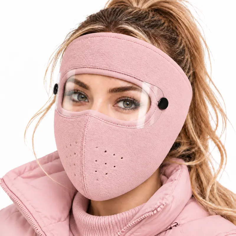 Winter fleece face mask with detachable goggles