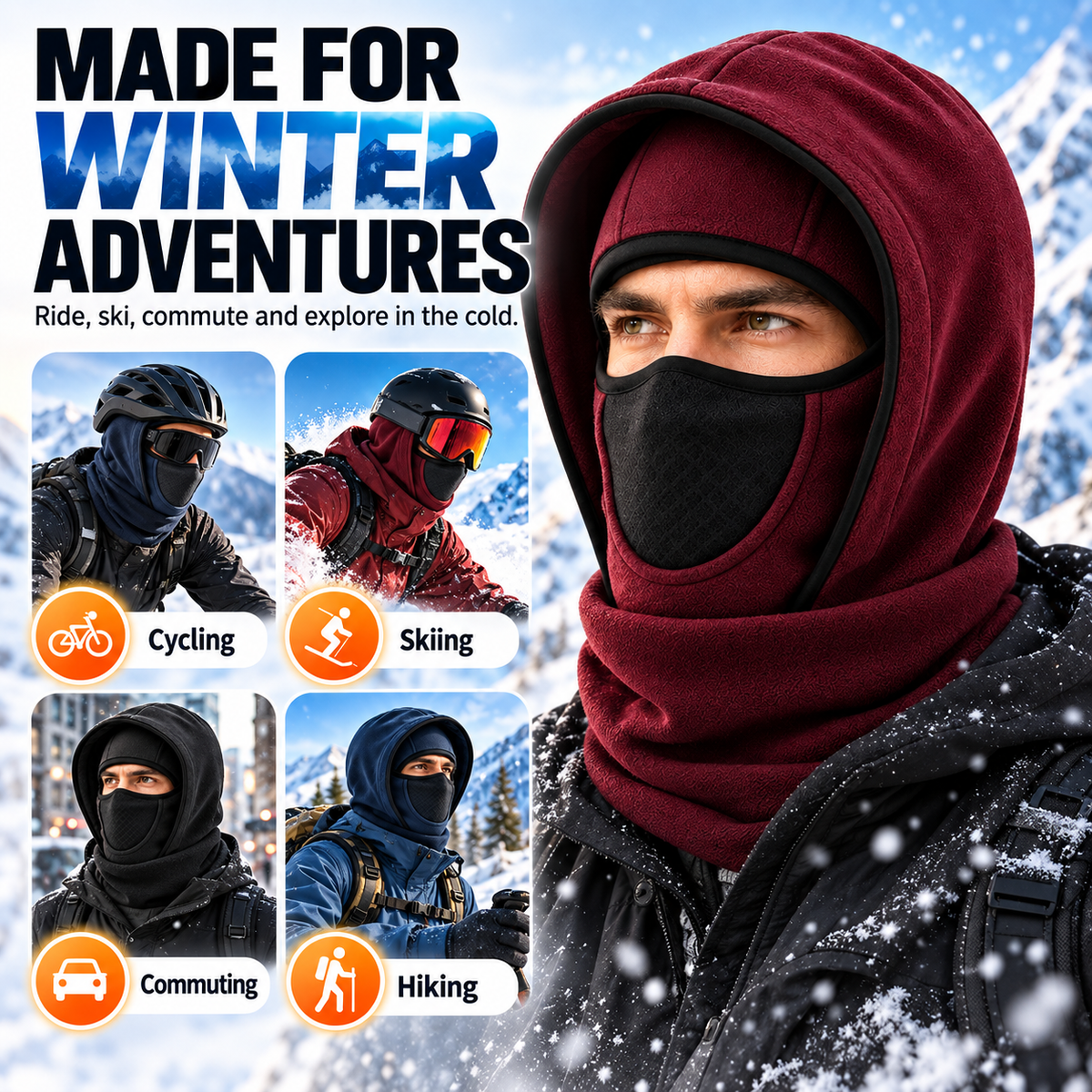 ⬆️🔥2026 Upgraded Design ❄️Winter Fleece Balaclava Hood | Full Face & Neck Warmer