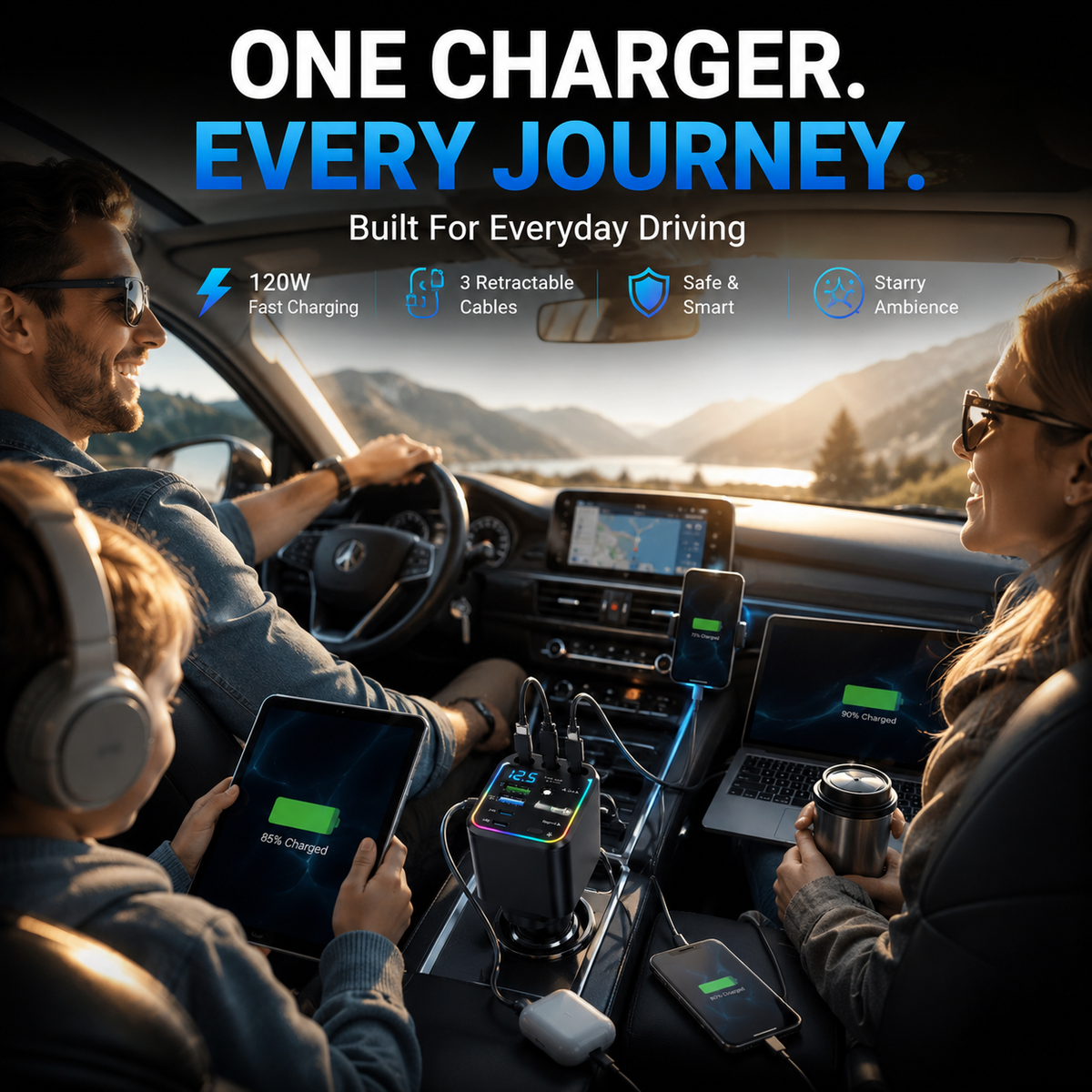 7-in-1 retractable car charger