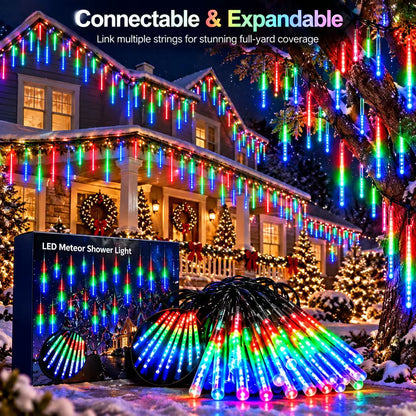 ✨ LED Meteor Shower Lights – Waterproof Falling Rain Christmas Lights for Indoor & Outdoor Decor