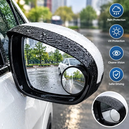 🚗 2-Pack Car Side Mirror Rain Visors with 360° Blind Spot Mirrors – Clearer Views in the Rain 🌧️