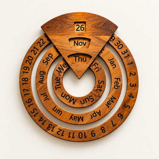 🗓️ Vintage Wooden Perpetual Calendar – Timeless Desk Decor ✨