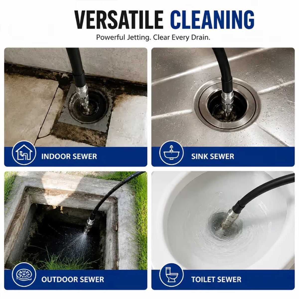 💦3Pcs-Stainless Steel Sewer Jetter Nozzle – 1/4' Quick Connect Drain Cleaning Attachment for Pressure Washers