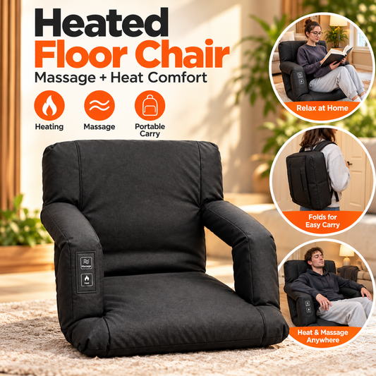 🔥 Heated Massage Floor Chair | Foldable Portable Lounge Seat