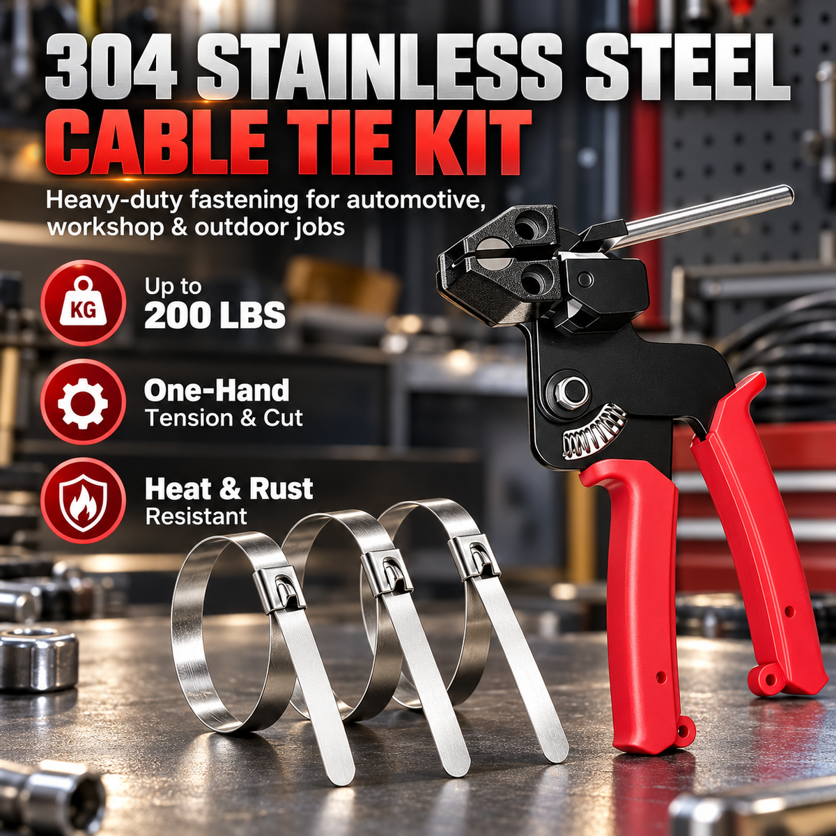 🔧 Heavy-Duty Stainless Steel Cable Tie Tool Set – 11.8″ Self-Locking Ties & Removal Screwdriver 🛠️