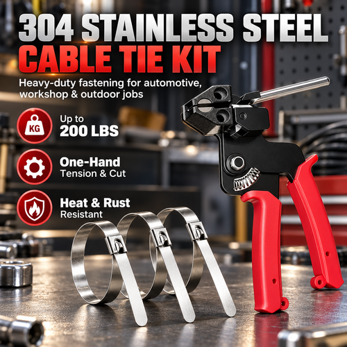 🔧 Heavy-Duty Stainless Steel Cable Tie Tool Set – 11.8″ Self-Locking Ties & Removal Screwdriver 🛠️