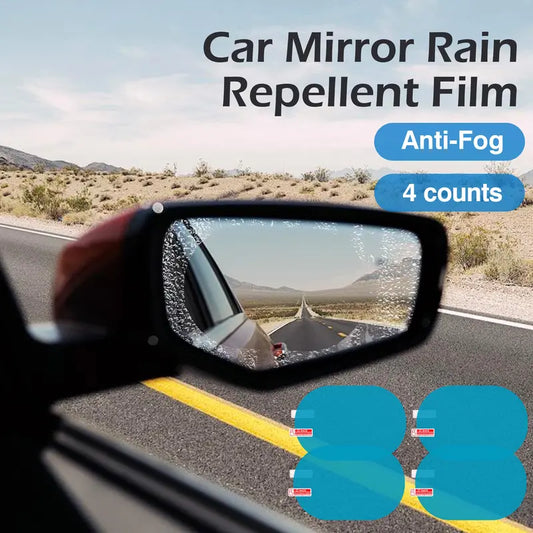🚗 4PCS Car Rearview Mirror Rainproof & Anti-Fog Film – Clear Vision in Rain