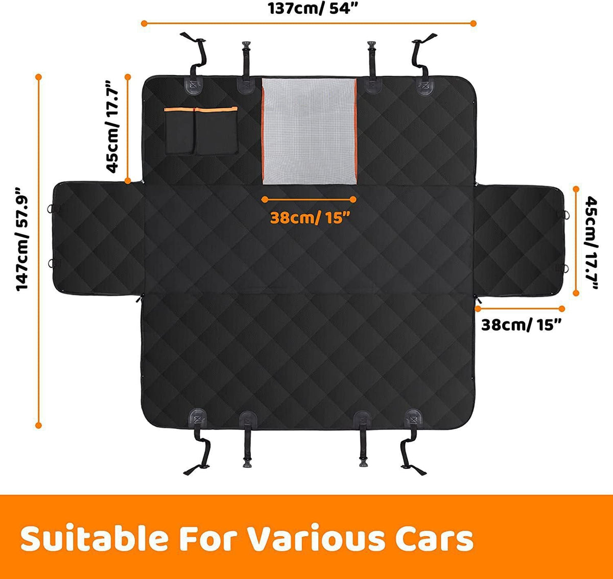 🐶🚗 Hard-Bottom Backseat Extender for Dogs – With Door Protection 🐾