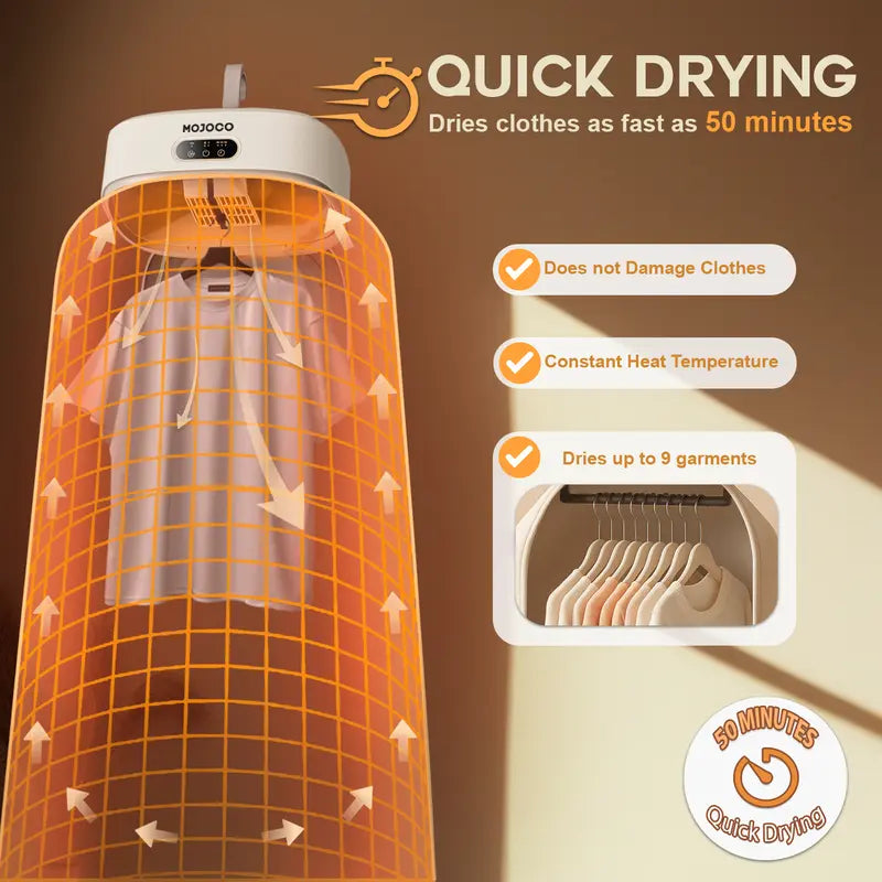 👕 Foldable Clothes Dryer: 3D Warm Air, Smart Remote Control, Gentle Dry, Space-Saving