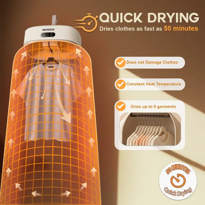 👕 Foldable Clothes Dryer: 3D Warm Air, Smart Remote Control, Gentle Dry, Space-Saving
