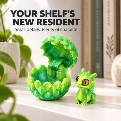 🐉🐉3D-Printed Dragon Egg & Baby Dragon Set – Colorful Opening Egg Collectible & Desk Decor