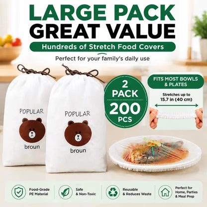 🍽️ Elastic Stretch Bowl Covers 🔁Disposable Microwave Safe Food Storage Covers