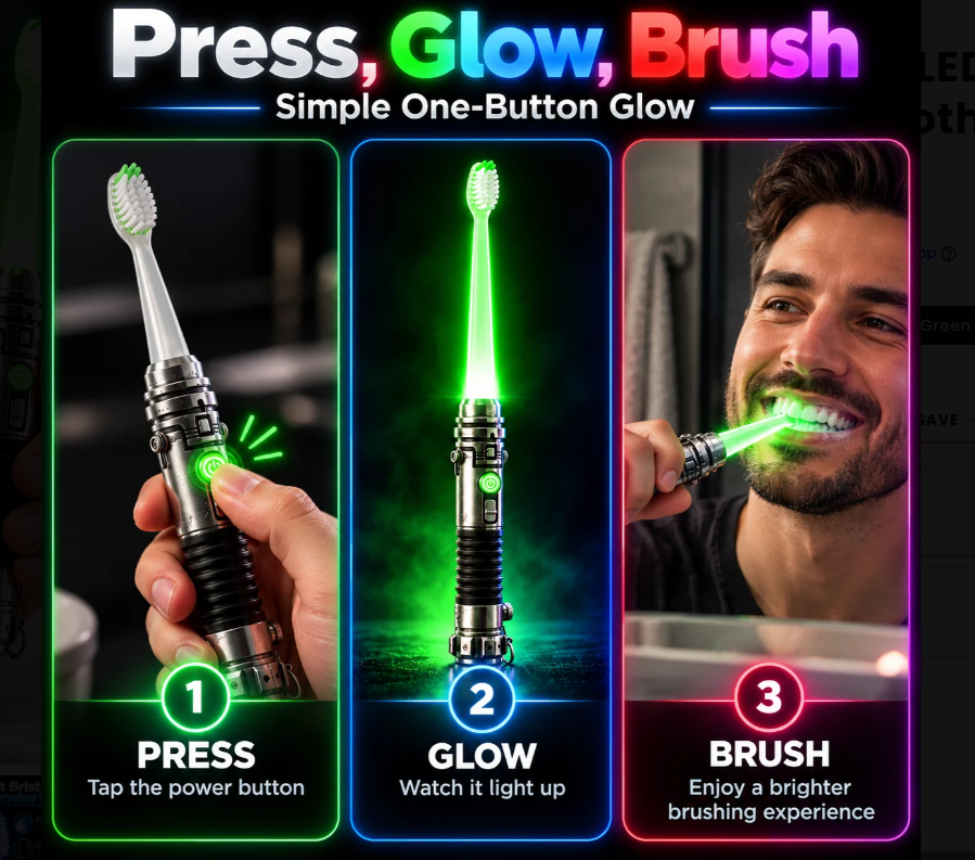 🪥LED Glow Toothbrush – Make Brushing Fun Again ✨
