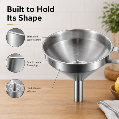 🍳✨ Heavy-Duty Stainless Steel Kitchen Funnel with Strainer Included 🥣