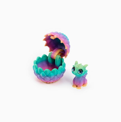 🐉🐉3D-Printed Dragon Egg & Baby Dragon Set – Colorful Opening Egg Collectible & Desk Decor