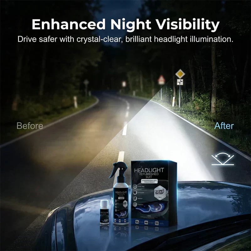 🎉🔆 Professional Car Headlight Restoration Kit – Removes yellowing & scratches, restores clarity & UV protection – easy DIY solution ✨