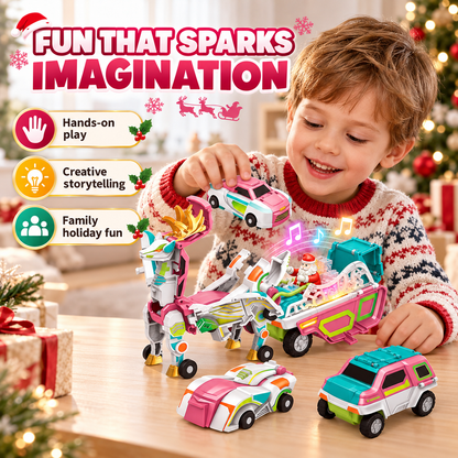 🎄🚗 3-in-1 Magnetic Transforming Christmas Car Set