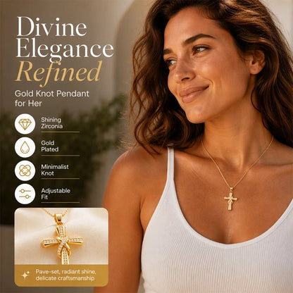 ✨💎 Women's Sparkling Twisted Knot Cross Pendant Necklace ✝️