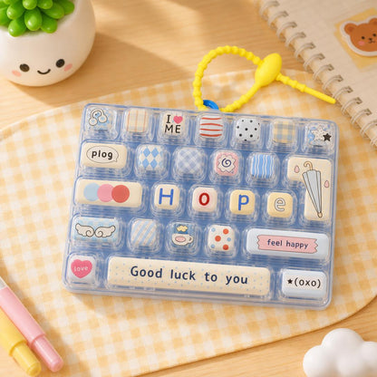 ⌨️ 26-Key Mini Fidget Keyboard Keychain – Portable Stress Relief for Kids & Adults 🎒✨