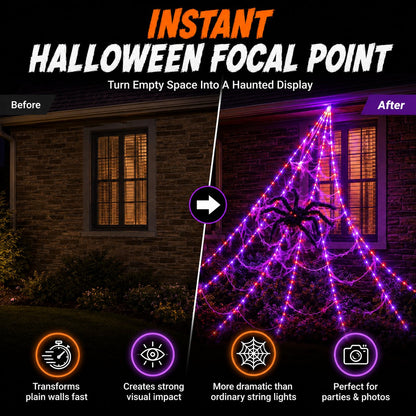 Giant Light-Up Spider Web Halloween Decoration