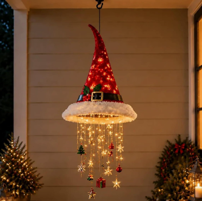 🎅🎅Santa Hat LED Hanging Light – Cascading Warm Fairy Lights with Festive Christmas Charms