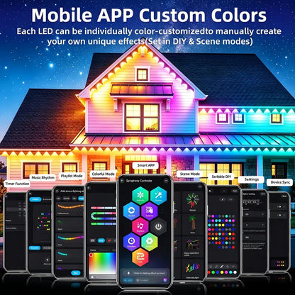 Permanent Outdoor Lights – App-Controlled Color-Changing Eave Lights with Music Sync, IP67 Waterproof Design for Christmas & Halloween