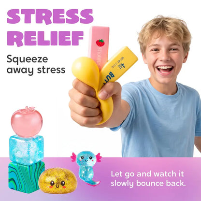 🎁🌈8-Piece Stress Relief Fidget Toy Bundle – Assorted Glitter Squishies & Sensory Toys for Kids, Gifts, Party Favors & Desk Fun