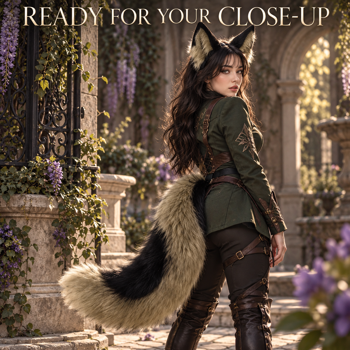 Fluffy Fox Ears & Tail Cosplay Set – Soft Plush Accessories for Anime Conventions, Halloween & Dress-Up