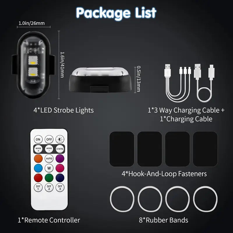 🚨✨ RGB LED Aircraft Strobe Light – Wireless Remote Warning Light for Bike, Car & Motorcycle 🏍️