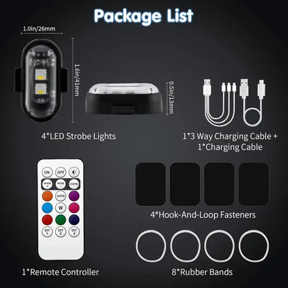 🚨✨ RGB LED Aircraft Strobe Light – Wireless Remote Warning Light for Bike, Car & Motorcycle 🏍️