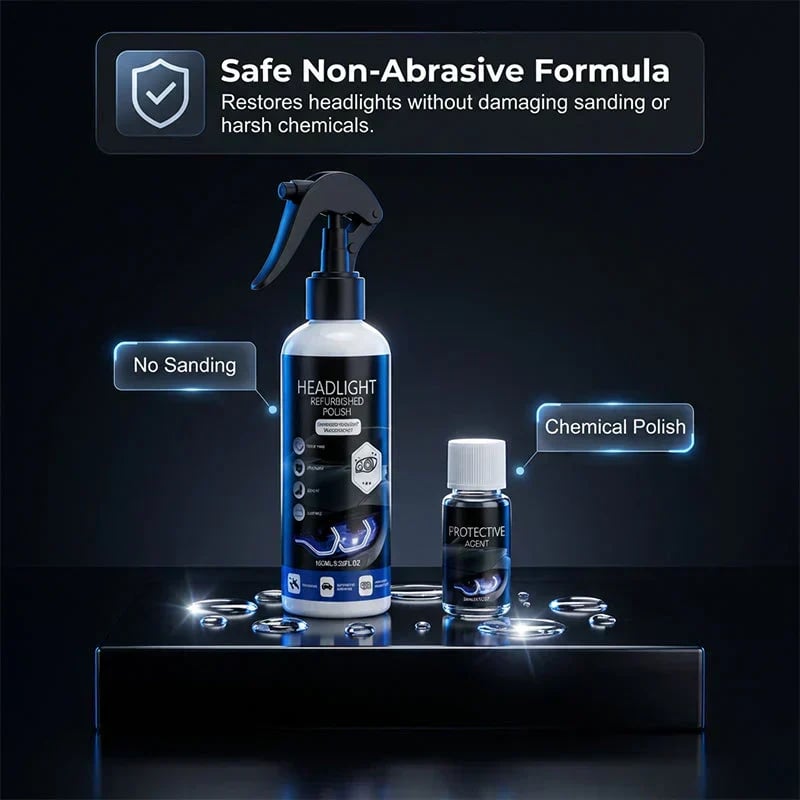 🎉🔆 Professional Car Headlight Restoration Kit – Removes yellowing & scratches, restores clarity & UV protection – easy DIY solution ✨