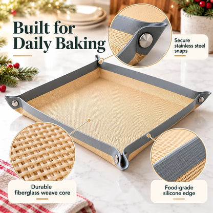 2 Pack Snap-Lock Silicone Baking Mat -2in-1 Nonstick Oven Liner & RaisedEdge Roasting Mat