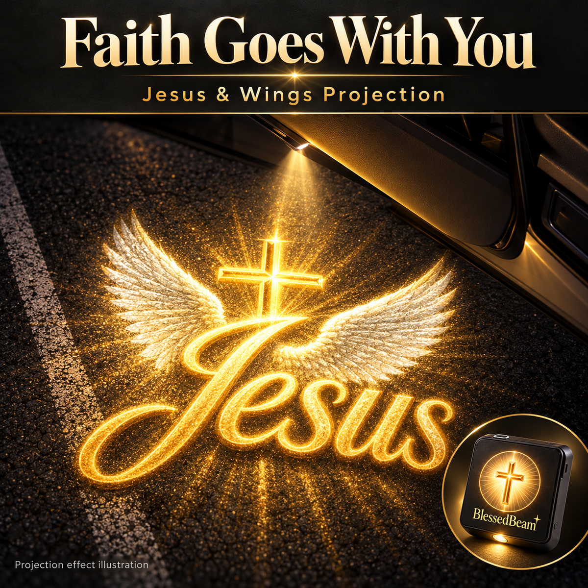 ✝️ Christian Car Door Projector Light – Faith-Inspired Welcome Light for Your Vehicle 🚗✨
